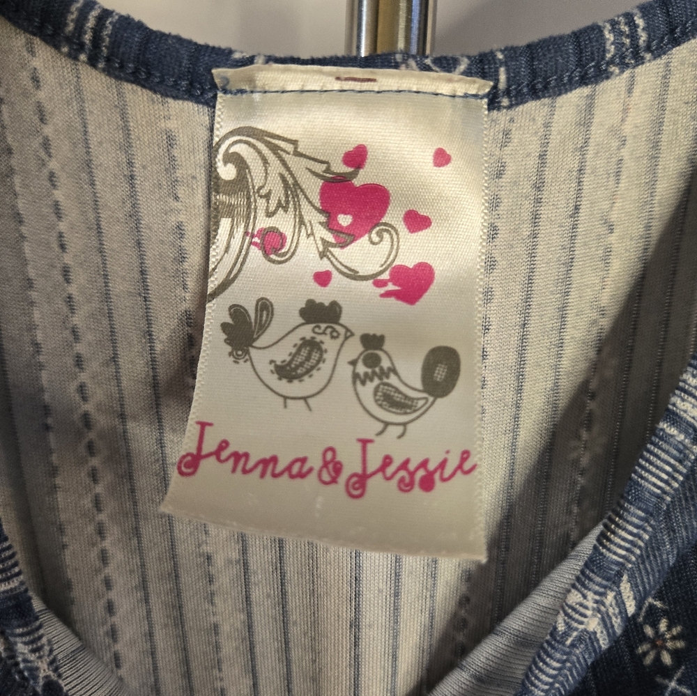 Jenna & Jessie Girls Blue Striped Capri Romper Size 8 – - Picture 4 of 7